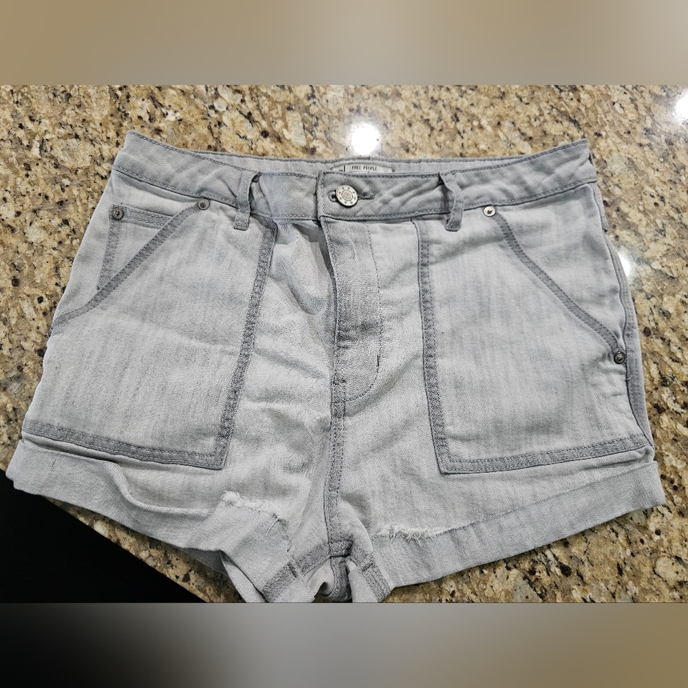 Free People Light Gray Denim Shorts